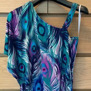 Peacock One Shoulder Strap Top